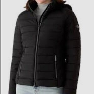 Michael Kors Women Ultra Light Weight Down Fill Puffer Jacket Black Large 159817